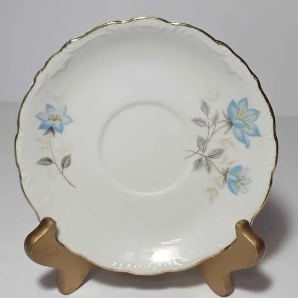 Blue Flowers Teacup and Saucer Vintage Japan